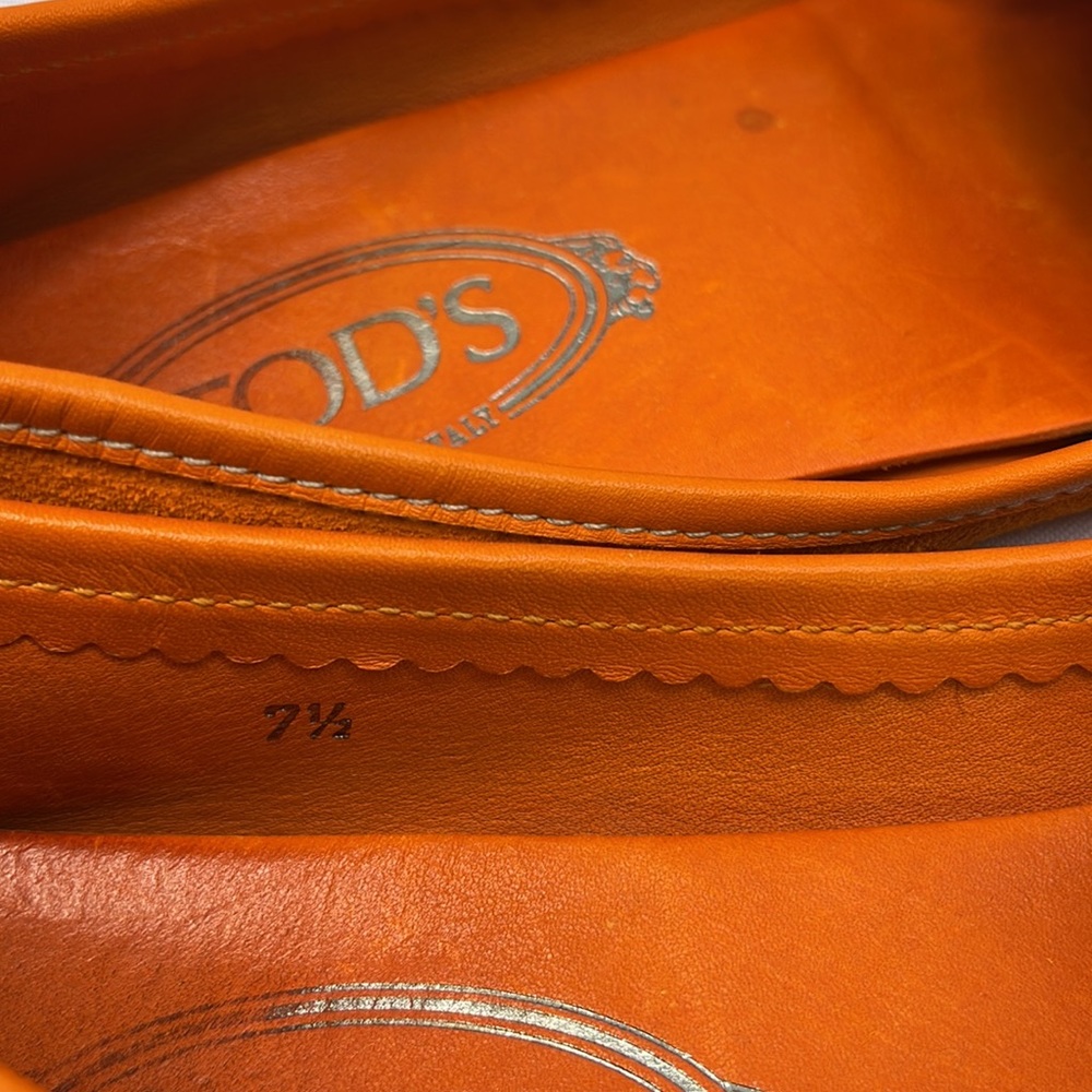 Sz7.5 TOD’S loafers orange leather - Picture 7 of 12